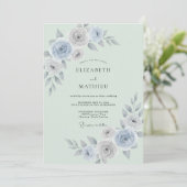 Zeeschuim Zilver Ranunculus Eucalyptus Bruiloft Kaart (Staand voorkant)