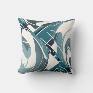 Zeeschuimgrijs Gebroken wit Diagonaal Floral Desig Kussen