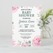 Zeeschuimgroen en roze Baby shower Kaart (Staand voorkant)