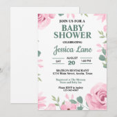 Zeeschuimgroen en roze Baby shower Kaart (Voorkant / Achterkant)