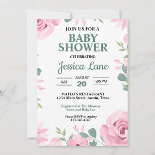 Zeeschuimgroen en roze Baby shower Kaart