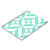Zeeschuimgroen geometrisch deco kubuspatroon notitieboek (Linkerzijde)