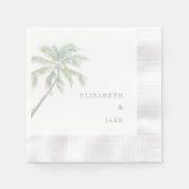 Zeeschuimtekst Tropisch gebladerte Palm Tree Weddi Servet (Voorkant)