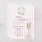 Zeeschulp Parels & Prosecco Roze Gestreepte Kaart (Voorkant)
