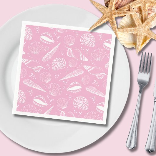 Zeeschulp roze servet