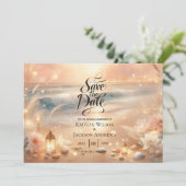 Zeese Glans en Zonsondergang Dromen Bruiloft Save The Date (Staand voorkant)