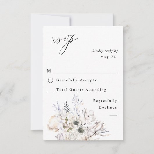 Zeeshellen en Floral-wittekruid met RSVP 3 Kaartje (Voorkant)