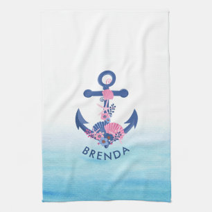 Zeeshellen en koralen voor anschepen theedoek