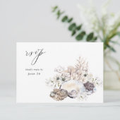 Zeeshellen en witte flora met gemiddelde RSVP 2 Kaartje (Staand voorkant)