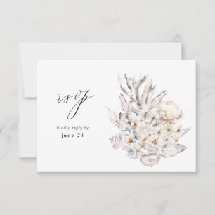 Zeeshellen en witte flora met gemiddelde RSVP 4 Kaartje