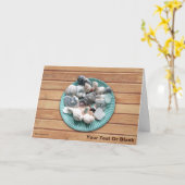 Zeeshellen en Zeeen glas Kaart (Gele Bloem)