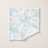 Zeeshellen en zeeschildpadden bad handdoek (Wasdoekje)