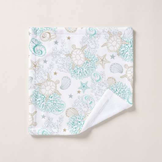 Zeeshellen en zeeschildpadden bad handdoek (Wasdoekje)