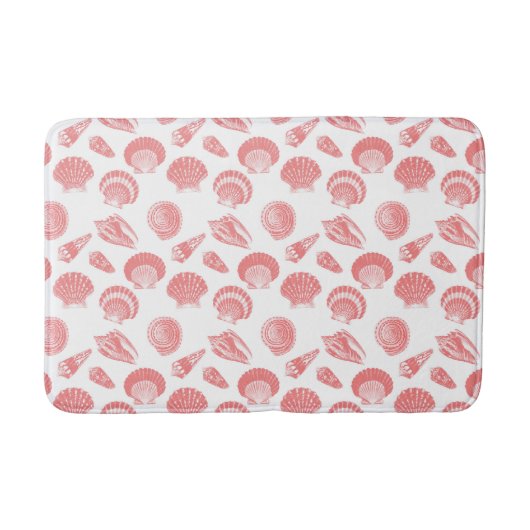 Zeeshellen - koraalroze en wit badmat (Voorkant)