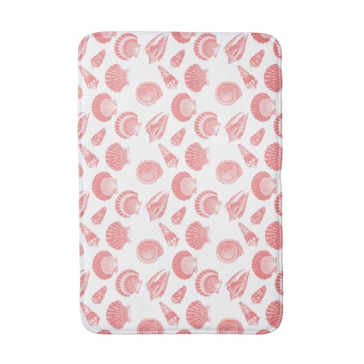 Zeeshellen - koraalroze en wit badmat (Voorkant Verticaal)