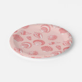 Zeeshellen - koraalroze en wit papieren bordje (Gekanteld)