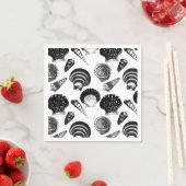 Zeeshellen - zwart-wit op witte achtergrond servetten (Insitu)