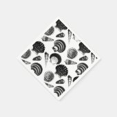 Zeeshellen - zwart-wit op witte achtergrond servetten (Hoek)