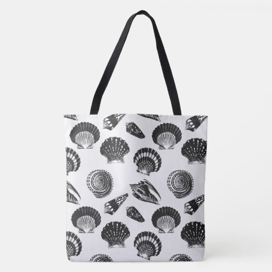 Zeeshellen - zwart-wit op witte achtergrond tote bag (Voorkant)