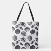 Zeeshellen - zwart-wit op witte achtergrond tote bag (Achterkant)