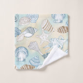 Zeeshells Aqua Blue Brown Beach Coastal Bad Handdoek (Wasdoekje)