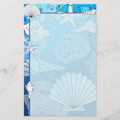 Zeeshells Aqua Ocean Stationery Briefpapier (Voorkant)