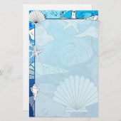 Zeeshells Aqua Ocean Stationery Briefpapier (Voorkant / Achterkant)