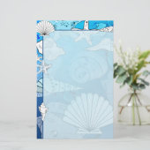 Zeeshells Aqua Ocean Stationery Briefpapier (Staand voorkant)