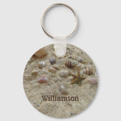 Zeeshells Beach Sand Personalized Coastal Sleutelhanger (Voorkant)