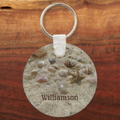 Zeeshells Beach Sand Personalized Coastal Sleutelhanger (Voorkant)