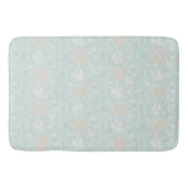 Zeeshells Beach Seaside Blue White Damask Patroon Badmat (Voorkant)