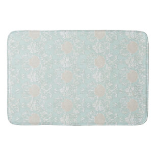 Zeeshells Beach Seaside Blue White Damask Patroon Badmat