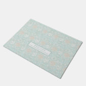 Zeeshells Beach Seaside Blue White Damask Patroon Deurmat (Schuin)