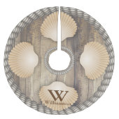 Zeeshells Beach Wooden Planes White Ropes Monogram Kerstboom Rok (Voorkant)