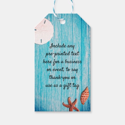 Zeeshells Blue Wood Business Cadeaulabel (Voorkant)