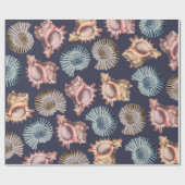 Zeeshells en kuilen kuilen zeegras cadeaupapier (Vlak)