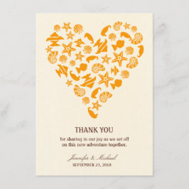 Zeeshells en strandbrauwen zomervakantie bedankkaart