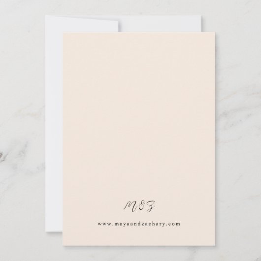 Zeeshells en witFloral Wedding - Beige Kaart (Achterkant)
