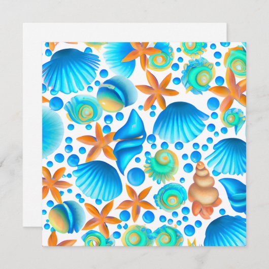 Zeeshells en zeeduivel feestdagenkaart (Voorkant / Achterkant)