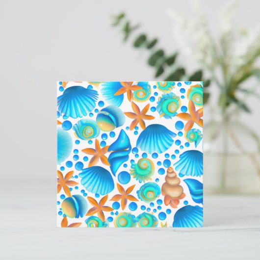 Zeeshells en zeeduivel feestdagenkaart (Staand voorkant)