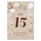 Zeeshells en zeestervis op het strand bruiloft kaart (Achterkant)