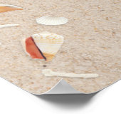 Zeeshells en zeestervis op het strand bruiloft poster (Hoek)