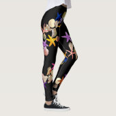 Zeeshells en zeestervis op zwart — Leggings (Rechts)