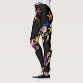 Zeeshells en zeestervis op zwart — Leggings (Links)