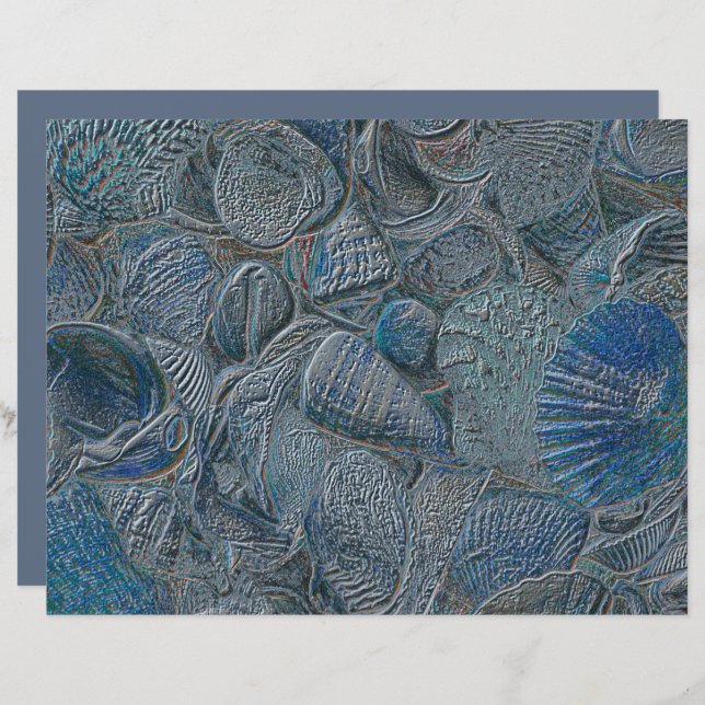 Zeeshells in de oceaanbek Blauwe Metallic Ontkoppe (Voorkant / Achterkant)