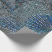 Zeeshells in de oceaanbek Blauwe Metallic Ontkoppe Cadeaupapier (Hoek)