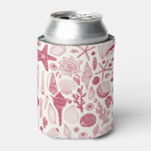 Zeeshells in Viva Magenta - Kleur van het jaar 202 Blikjeskoeler (Blikje Voorkant)