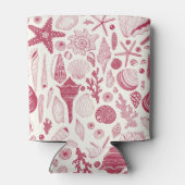 Zeeshells in Viva Magenta - Kleur van het jaar 202 Blikjeskoeler (Achterkant)