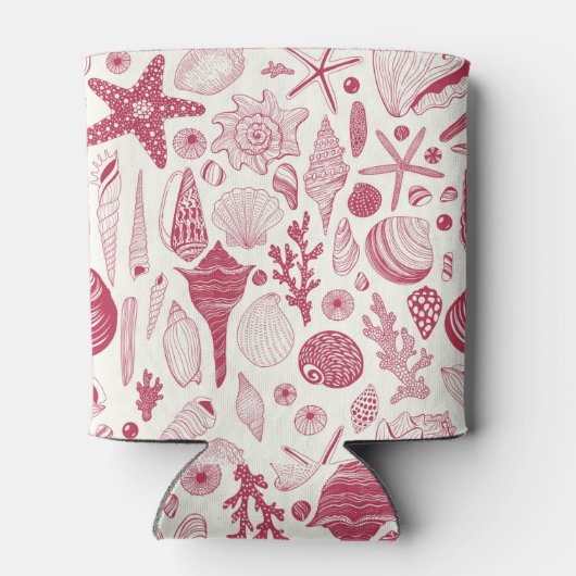 Zeeshells in Viva Magenta - Kleur van het jaar 202 Blikjeskoeler (Achterkant)