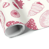 Zeeshells in Viva Magenta - Kleur van het jaar 202 Cadeaupapier (Rol Hoek)
